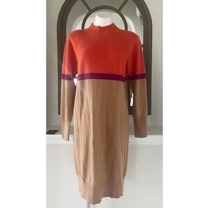 LUSSO 100% Cashmere Mock Neck Sweater Dress Size XL New w/Tag